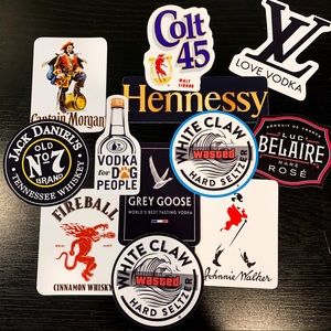 Liquor / Alcohol Brand Logo Bar Stickers Pack